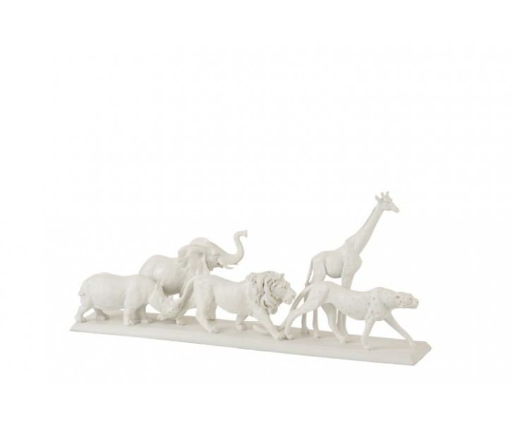Bílé dekorativní sousoší zvířat Safari S - 49,5*9,5*22,5 cm