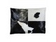 Bílo-černý kožený polštář s výrazným stehem Stitch Cow - 45*60*15 cm
