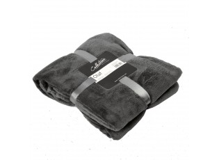 Šedý plyšový pléd Olaf dark grey - 150*200 cm