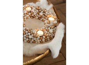 Měděno-krémový perličkový svícen na 4 svíčky Baubles - Ø 30cm