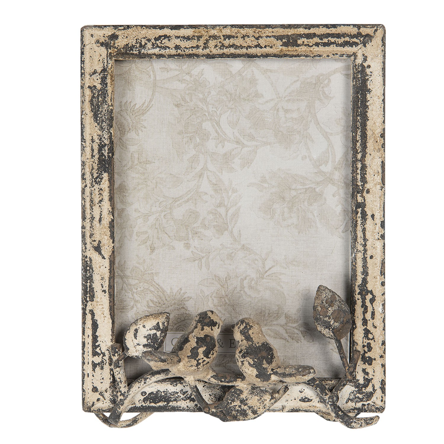 Kovový  vintage fotorámeček s patinou s dekorací ptáčků - 16*7*22 cm/15*20 cm Clayre & Eef