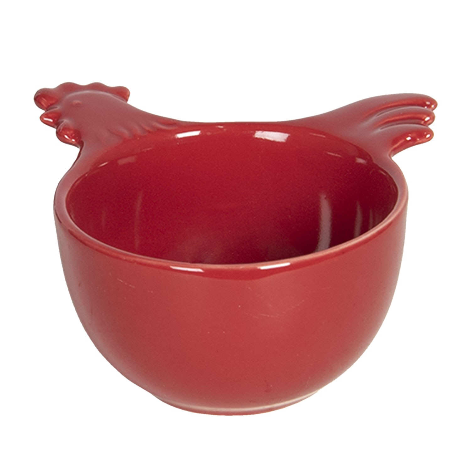 Červená keramická miska s kohoutkem - 11*11*6 cm Clayre & Eef