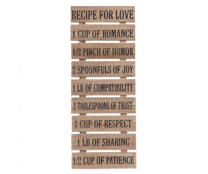 Dřevěný nástěnný žebřík Recipe for love- 24*2*60 cm