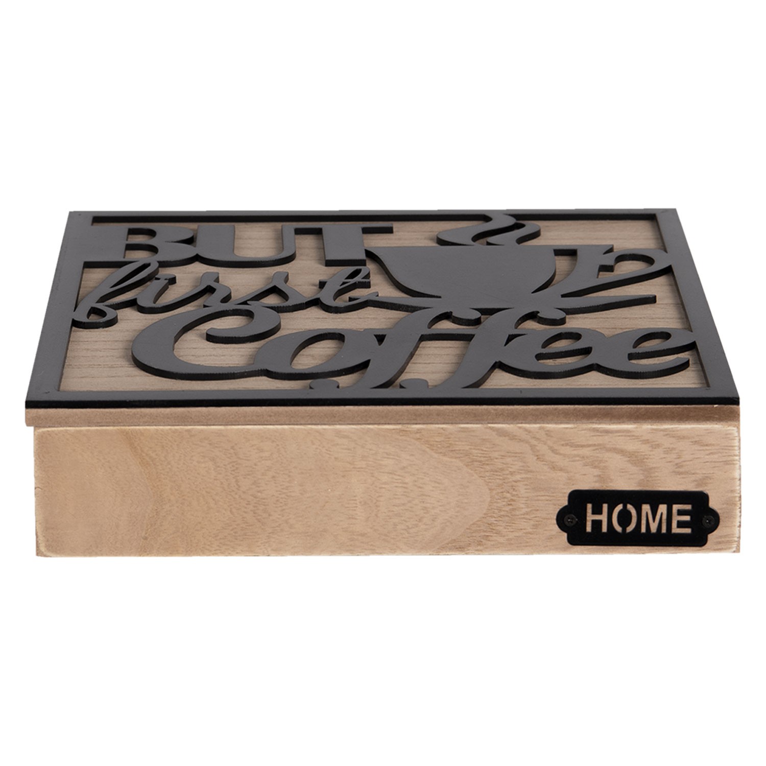 Dřevěná krabička na kapsle do kávovaru - 24*24*5 cm Clayre & Eef