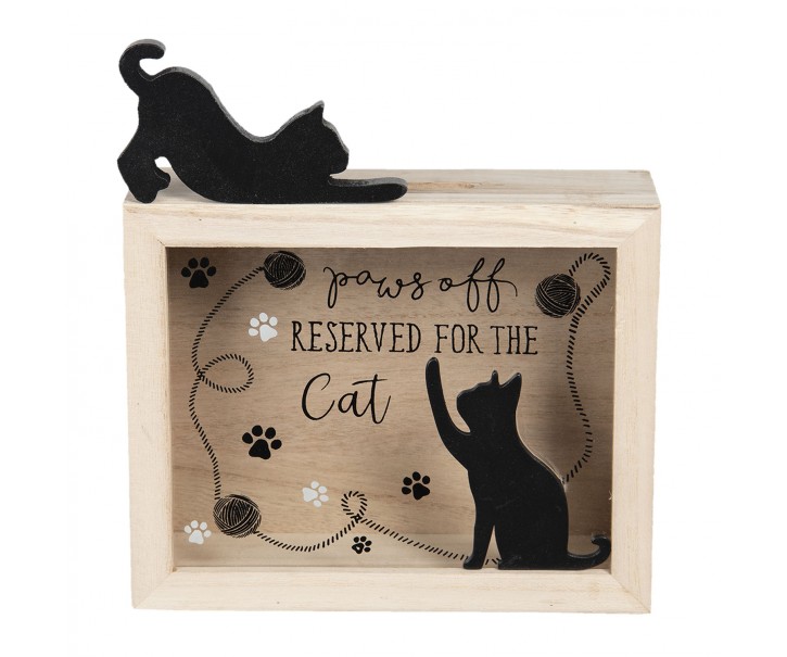 Dřevěná pokladnička s kočičkou Cat - 21*7*22 cm