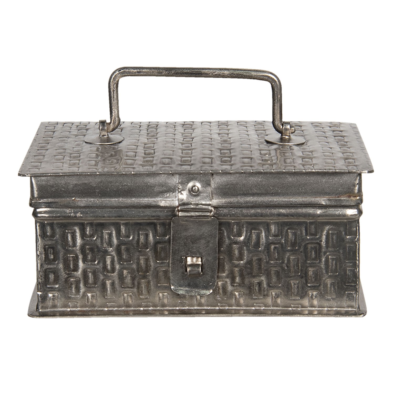Kovový úložný box ve stříbrné barvě Marcelon - 18*11*8 cm Clayre & Eef