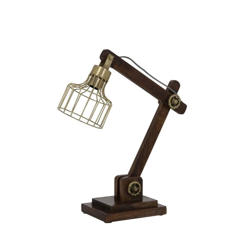 Dřevěná stolní lampička Ebke antik bronze - 50*15*45 cm