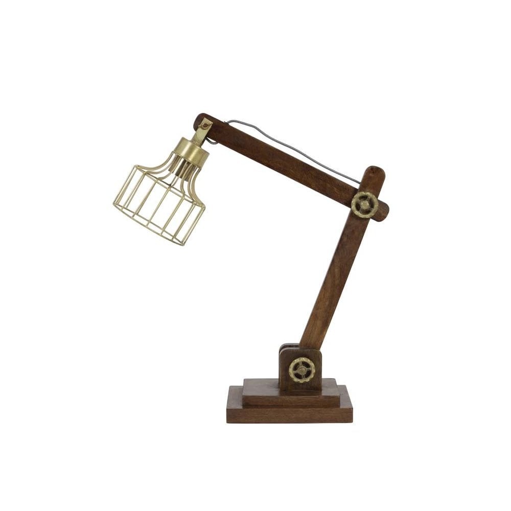 Dřevěná stolní lampička Ebke antik bronze - 50*15*45 cm