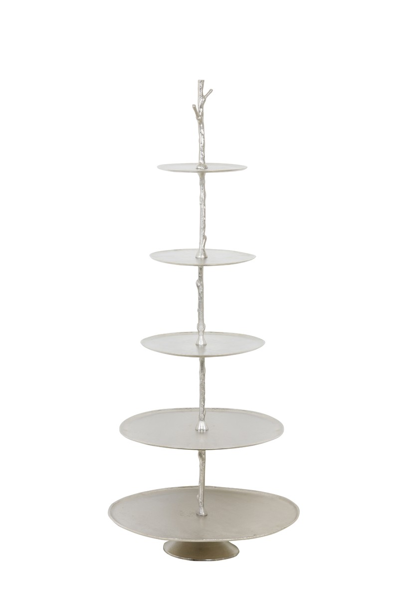 Stříbrný kovový 5-ti patrový etažér Tresa nickel - 62*56*175cm