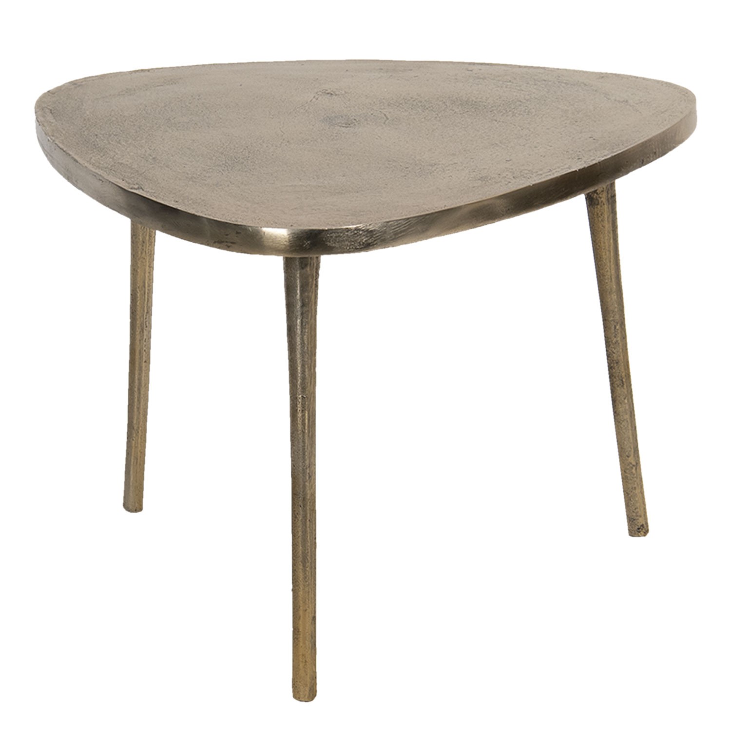 Aluminiový odkládací stolek ve zlaté barvě Asymétrique - 77*77*54 cm Clayre & Eef