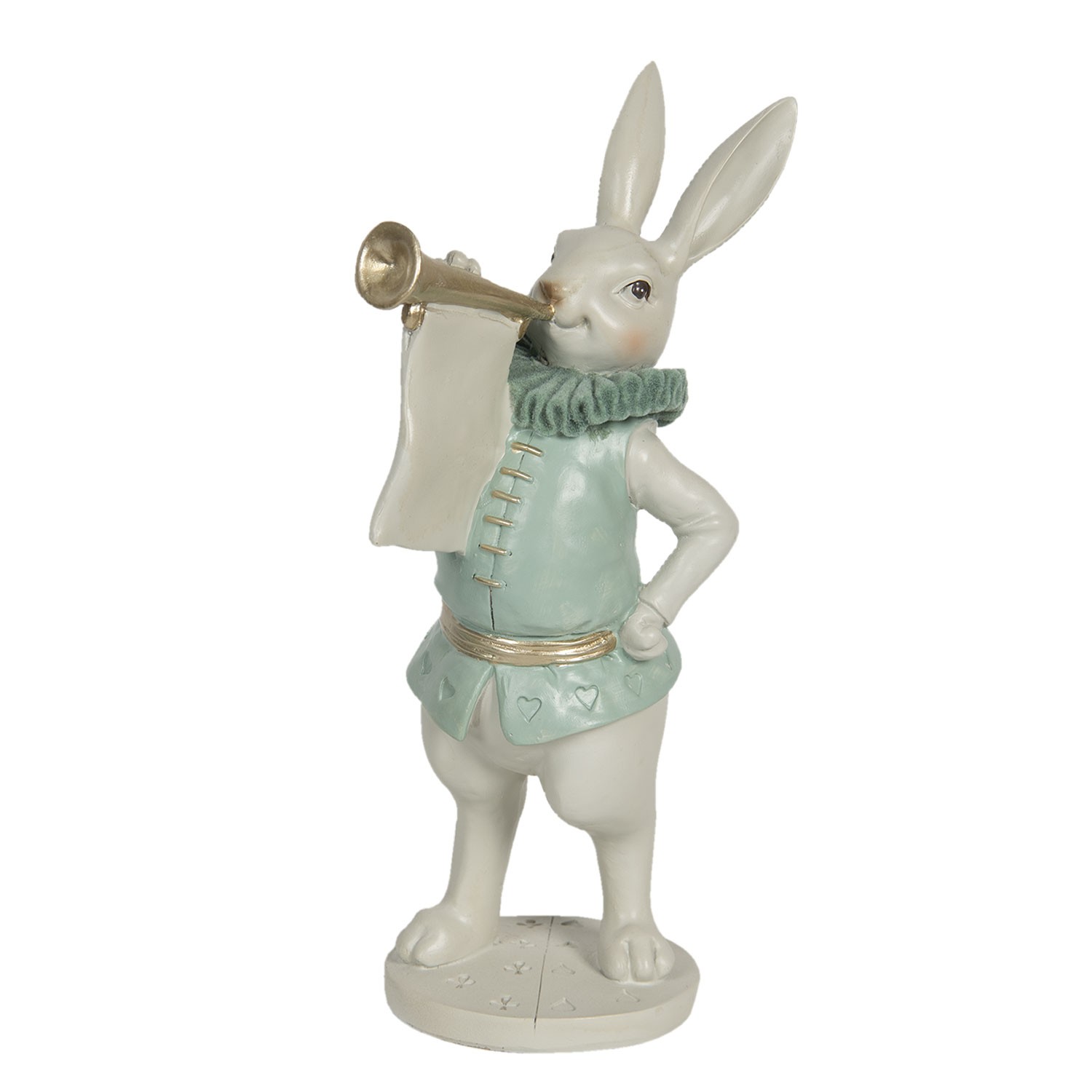 Velikonoční dekorační soška králíka s trubkou - 12*12*29 cm Clayre & Eef