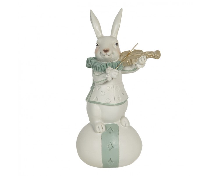Velikonoční dekorace bílého králíka s houslemi na vajíčku - 8*7*17 cm
