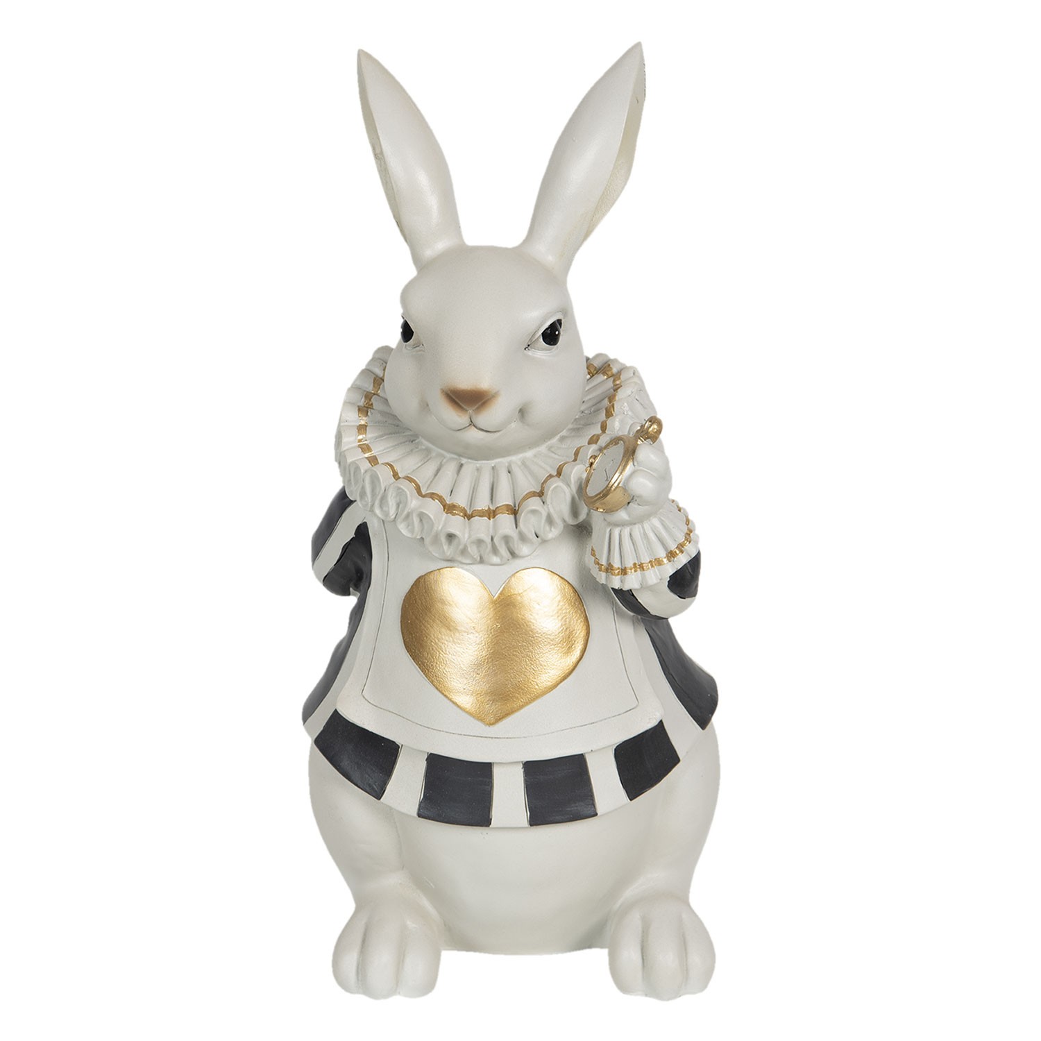 Dekorace králíka s límcem a zlatým srdíčkem - 17*14*33 cm Clayre & Eef