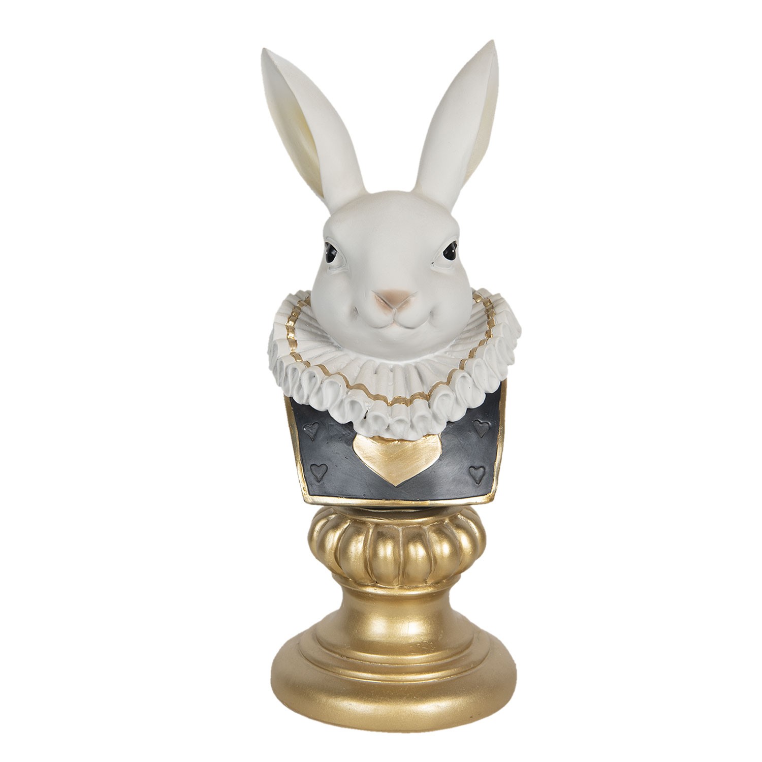 Busta králíka s límcem na zlatém podstavci - 12*11*29 cm Clayre & Eef