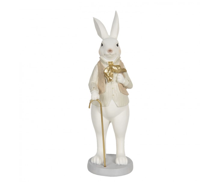 Velikonoční dekorační soška králíka s hůlkou - 12*9*31 cm