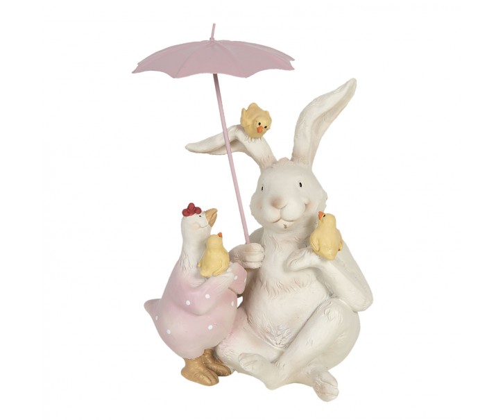 Dekorace králík a slepička s deštníkem - 12*11*16 cm