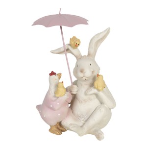 Dekorace králík a slepička s deštníkem - 12*11*16 cm