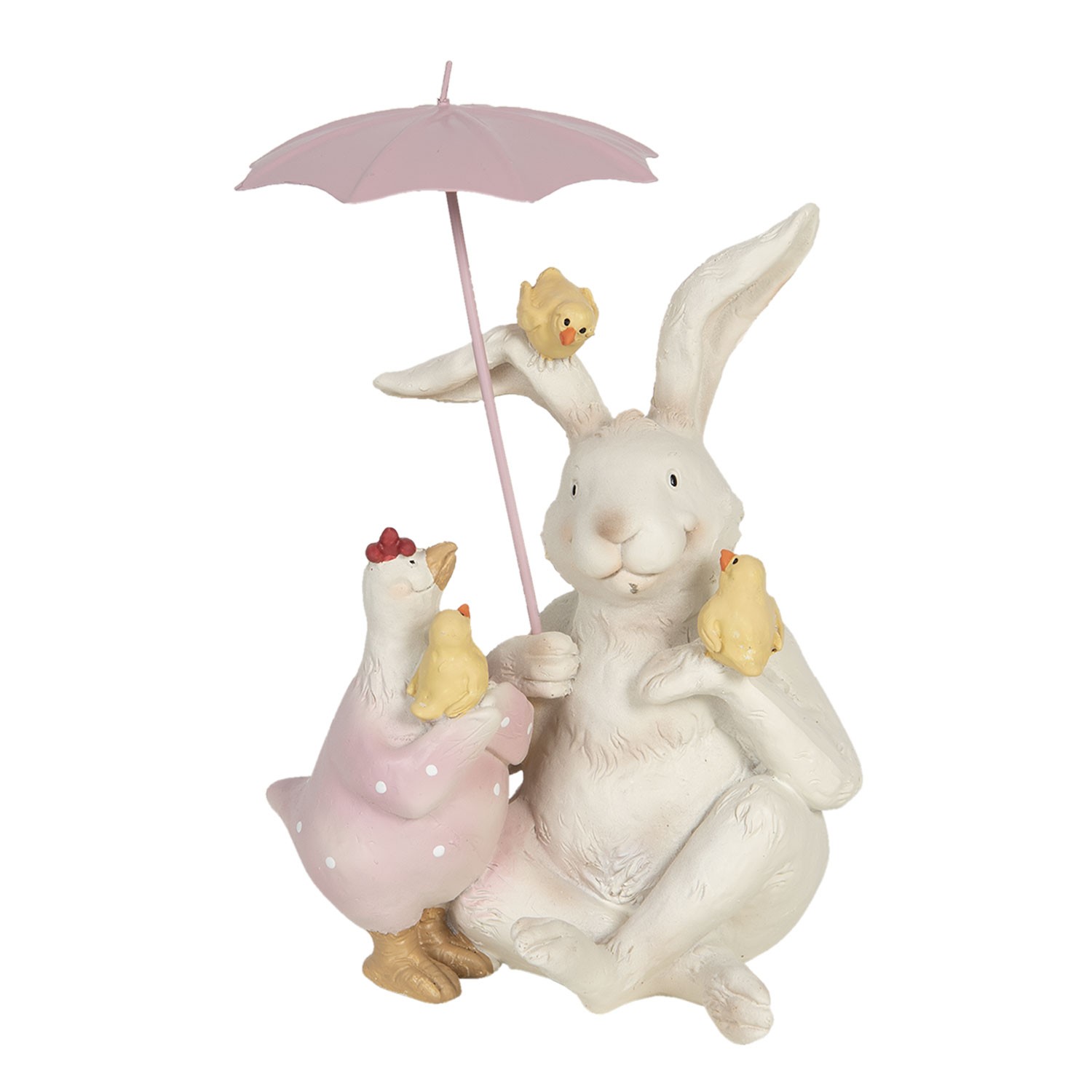 Dekorace králík a slepička s deštníkem - 12*11*16 cm Clayre & Eef