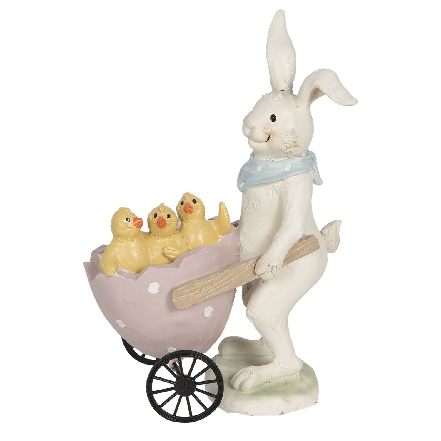 Dekorace králík s vozíkem a kuřátky - 11*6*15 cm Clayre & Eef