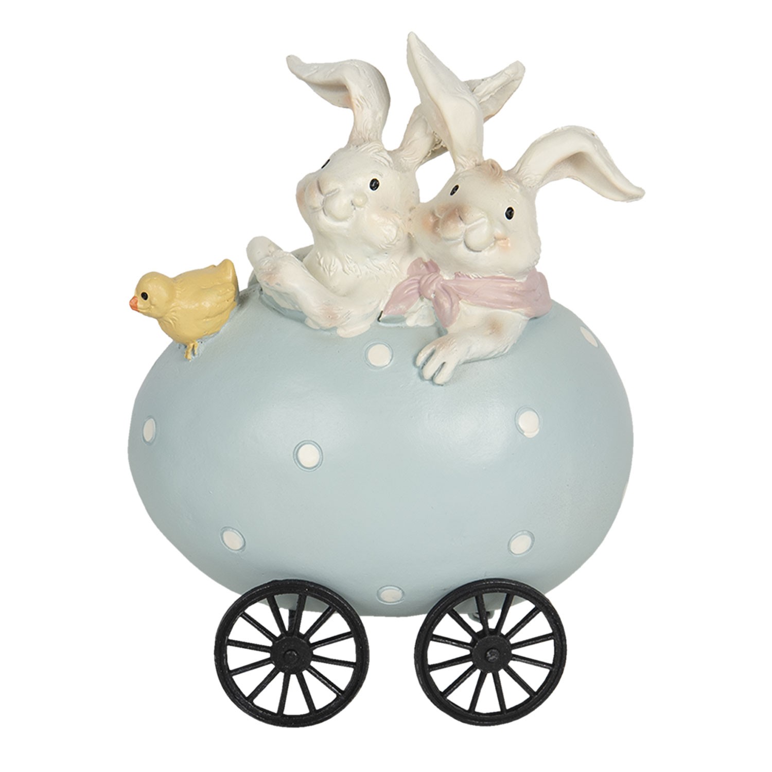 Dekorace králíci ve vajíčku na kolečkách - 10*7*13 cm Clayre & Eef