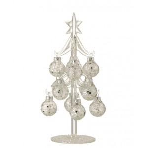 Skleněný stromek se stříbrnými koulemi Baubles Stars – Ø 10*20 cm