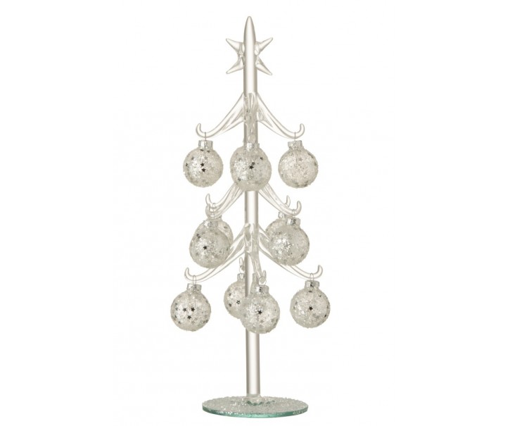 Skleněný stromek se stříbrnými koulemi Baubles Stars – Ø 12*30 cm