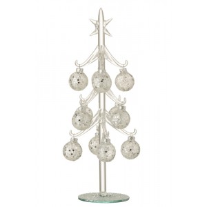 Skleněný stromek se stříbrnými koulemi Baubles Stars – Ø 12*30 cm