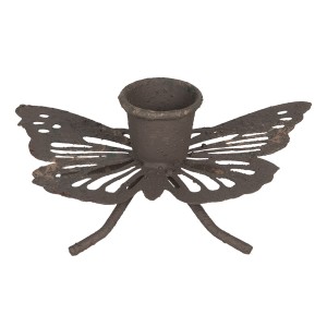 Hnědý rezavý retro svícen ve tvaru motýla - 9*6*4 cm