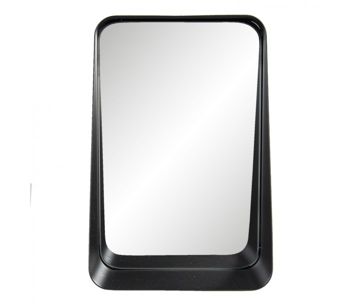Černé kovové zrcadlo se spodní poličkou - 19*10*29 cm