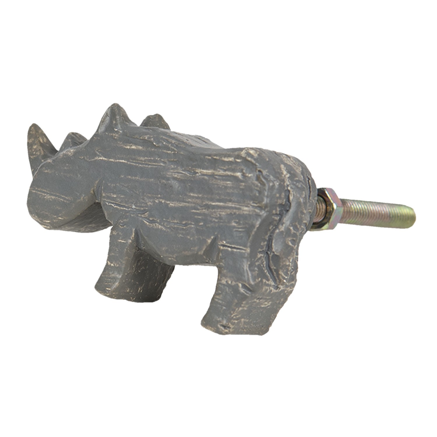 Šedá úchytka na nábytek v designu nosorožce - 7*7*3 cm Clayre & Eef