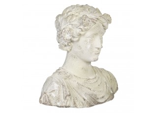 Krémová kameninová busta ženy v antickém stylu Hervé - 40*24*39 cm