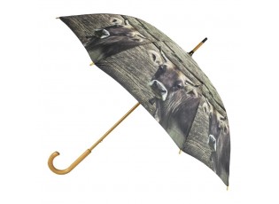 Šedý deštník s motivem švýcarské krávy - 105*105*88cm