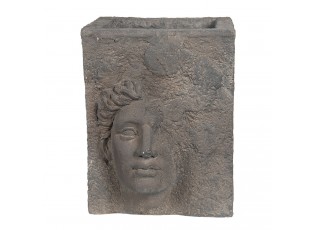 Šedý antik květináč s nedokončenou bustou ženy Géraud - 38*32*41 cm