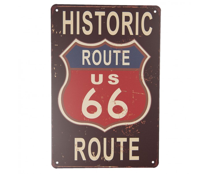 Nástěnná kovová cedule Historic route 66 - 20*30 cm