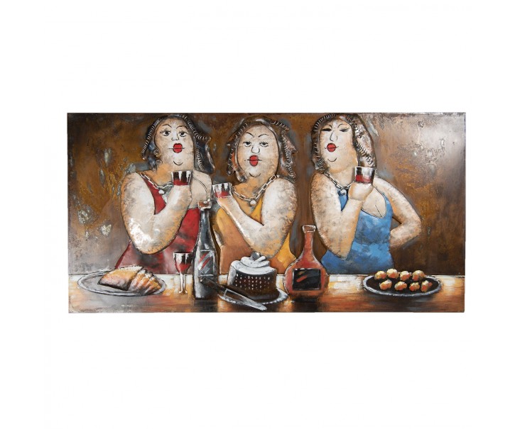 Nástěnná malba tří kyprých hodujících žen - 140*8*70 cm