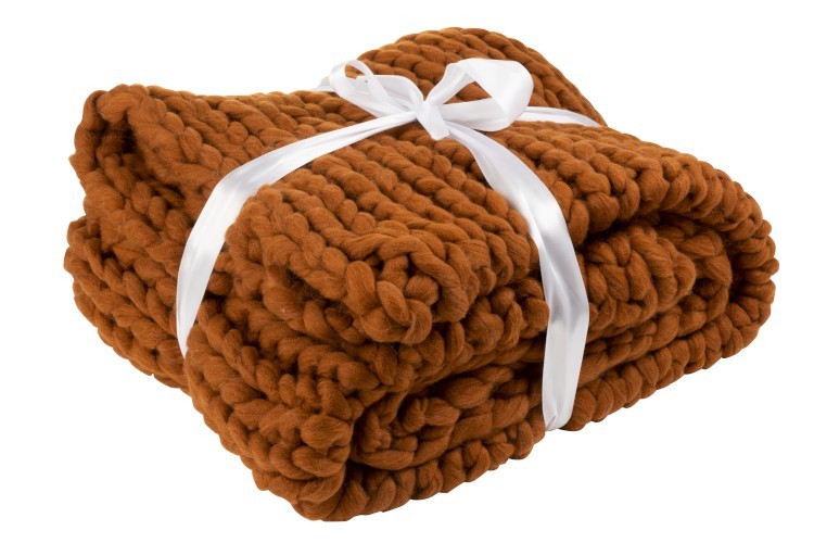 Pletený hnědý pléd Tricot orange brown - 152*127 cm