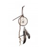 Hnědý lapač snů s korálky a peříčky Feathers - Ø 8*35cm