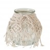 Skleněný svícen s provázky Macrame - Ø 18*21cm