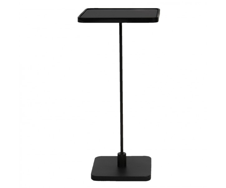 Černý odkládací stolek se skleněnou deskou - 32*32*69 cm