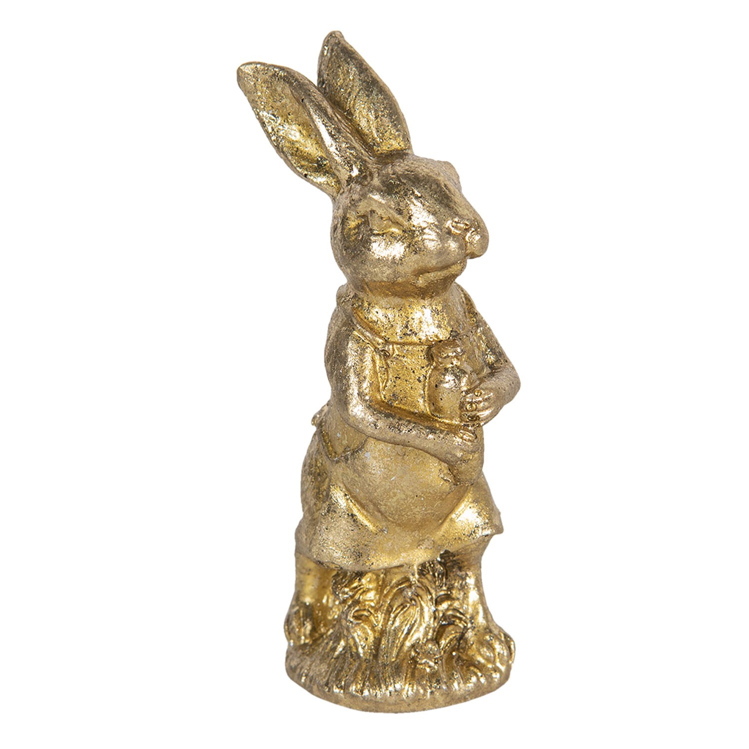 Zlatá dekorace králíka s mrkví Métallique - 4*4*11 cm Clayre & Eef