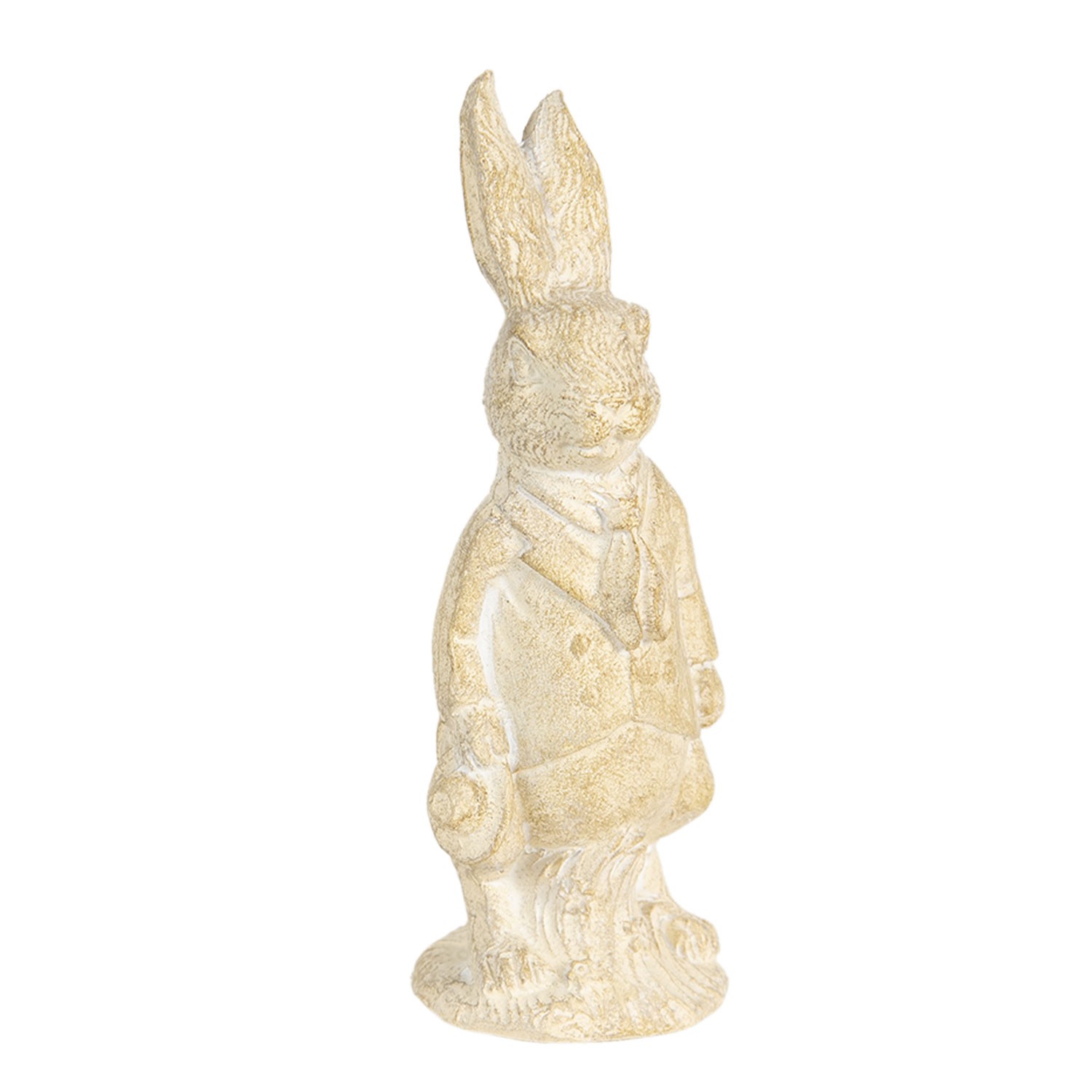 Velikonoční dekorace králíka v krémovo-žlutém provedení Métallique - 4*4*11 cm Clayre & Eef
