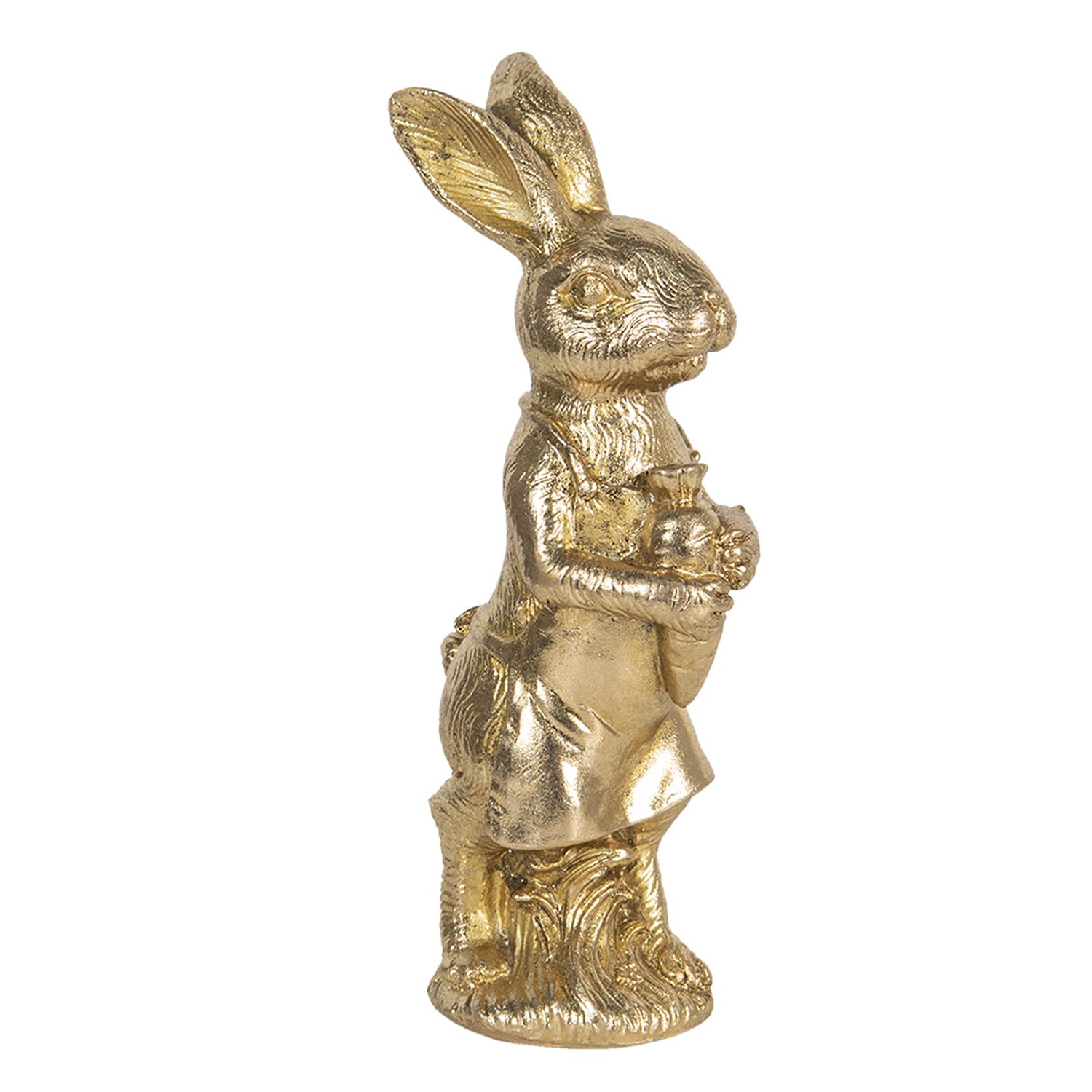 Velikonoční dekorace zlatého králíka s mrkví Métallique - 9*8*23 cm Clayre & Eef