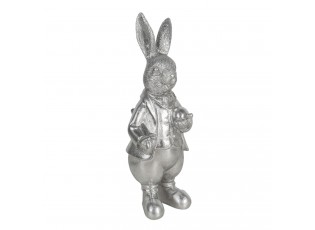 Velikonoční dekorace stříbrného králíka s vajíčkem Métallique - 12*11*22 cm