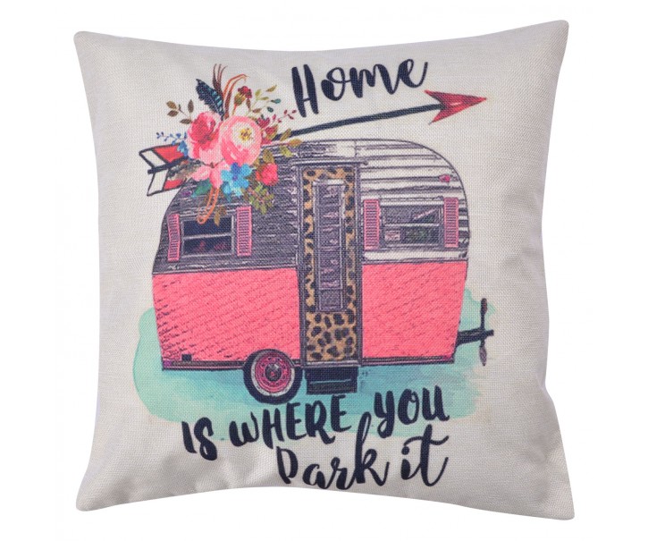Povlak na polštář s motivem retro karavanu - 43*43 cm