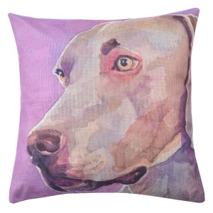 Fialový povlak na polštář s motivem výmarského ohaře Psi - 43*43 cm