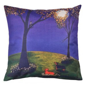 Povlak na polštář s noční krajinou a psy - 43*43 cm