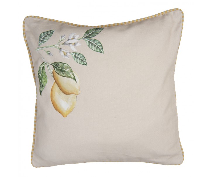 Béžový povlak na polštář s motivem citrónů Lemons & Leafs - 40*40 cm
