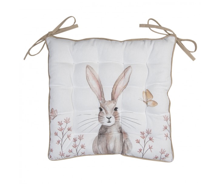 Bavlněný podsedák s výplní s motivem králíka Rustic Easter Bunny - 40*40 cm