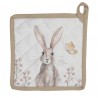 Podložka pod hrnec s motivem králíků Rustic Easter Bunny - 20*20 cmBarva: Béžová / Hnědá / Růžová Materiál: 100% bavlna Hmotnost: 0,04 kg 