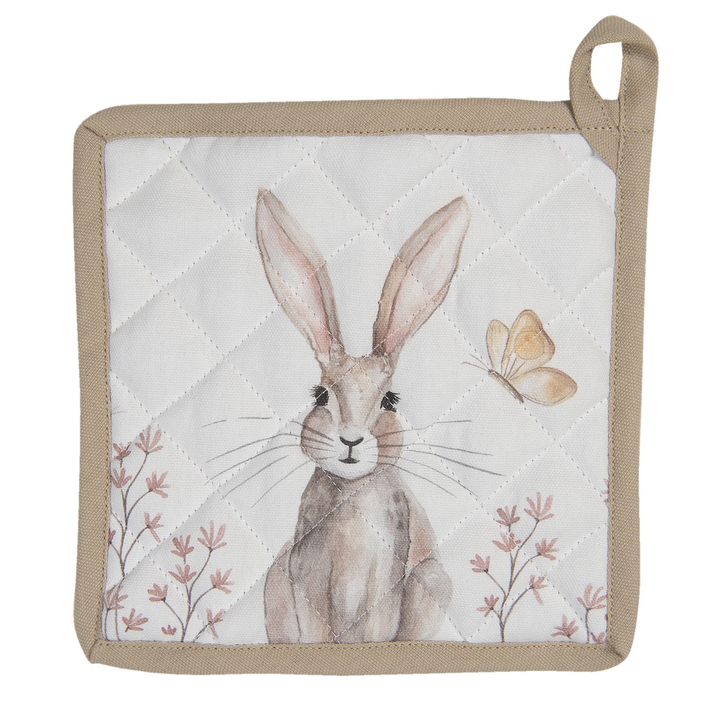 Podložka pod hrnec s motivem králíků Rustic Easter Bunny - 20*20 cm Clayre & Eef